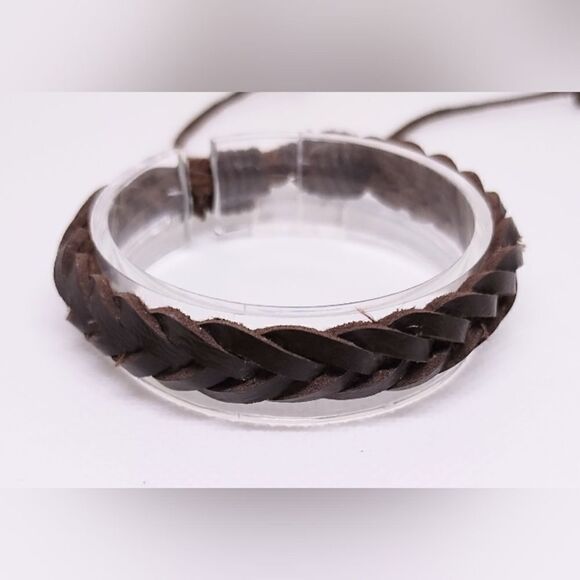 Men's bracelet leather braided brown new e13 - Picture 1 of 1